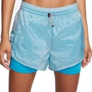 NWT Nike Women's Icon Clash Tempo Luxe Mid-Rise Running Active Shorts Blue Small